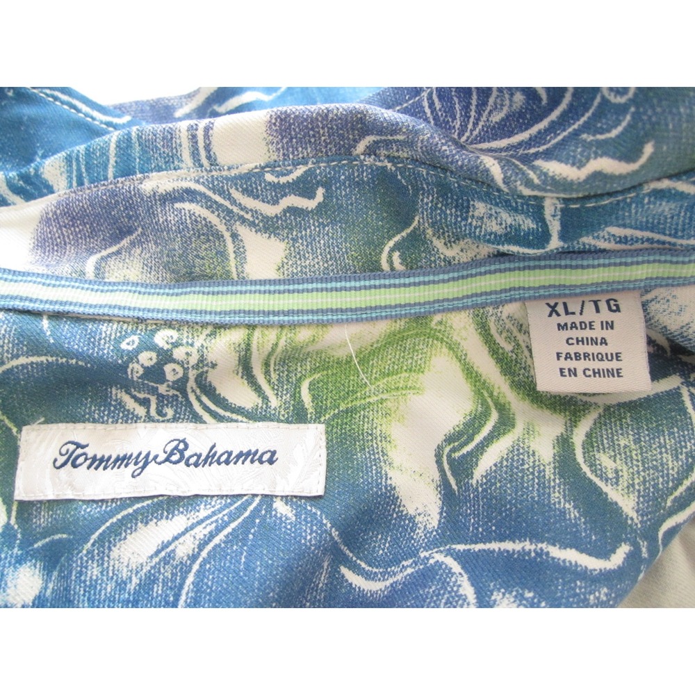 VtgTommy Bahama Men XL Silk Blend Tropical Hazy Hibiscus IslandZone Shirt (M506)